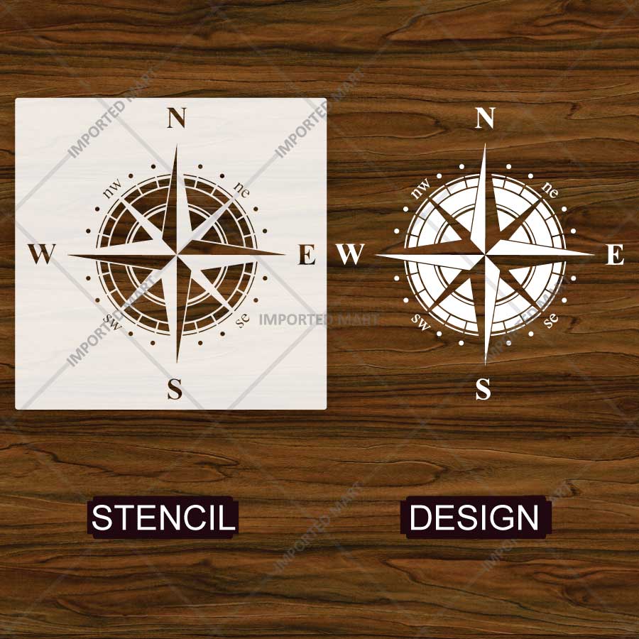 Classic Compass Rose Stencil for Wall, Wood & Fabric Art – Nautical Directional Design – ID# 872 - imartdecor.com
