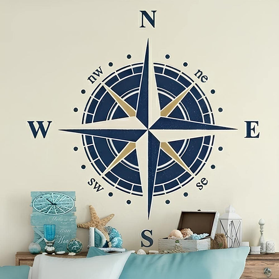 Classic Compass Rose Stencil for Wall, Wood & Fabric Art – Nautical Directional Design – ID# 872 - imartdecor.com