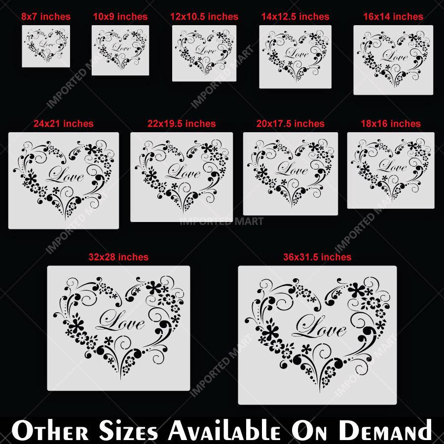 Decorative Bloom Heart Stencil for Wall, Wood & Fabric Art – Floral Love Design – ID# 873 - imartdecor.com