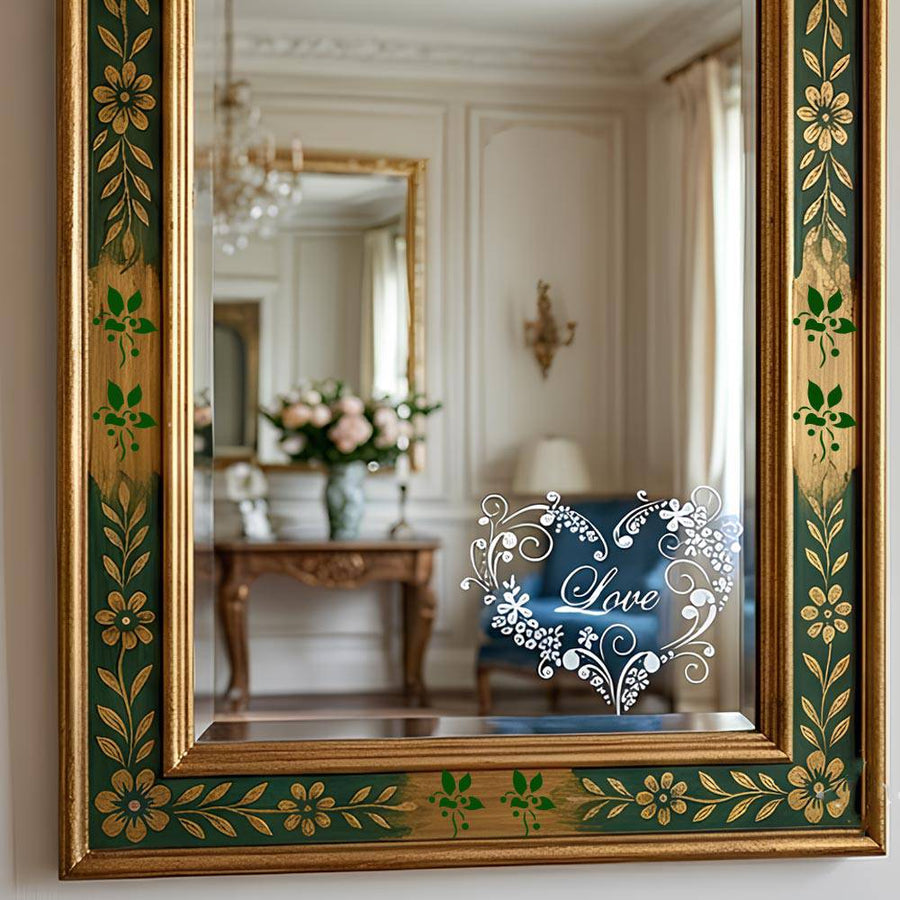 Decorative Bloom Heart Stencil for Wall, Wood & Fabric Art – Floral Love Design – ID# 873 - imartdecor.com
