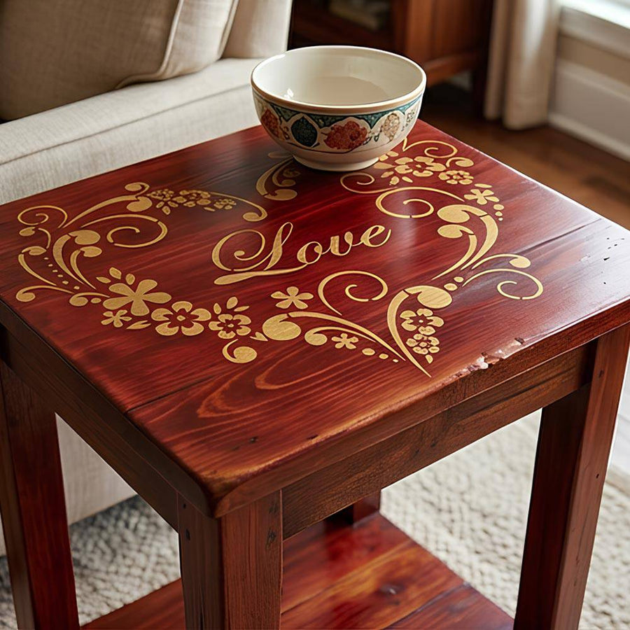 Decorative Bloom Heart Stencil for Wall, Wood & Fabric Art – Floral Love Design – ID# 873 - imartdecor.com