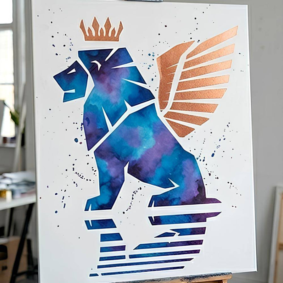 Winged Head Lion Stencil for Wall, Wood & Furniture Art – Royal Lion Silhouette – ID# 874 - imartdecor.com