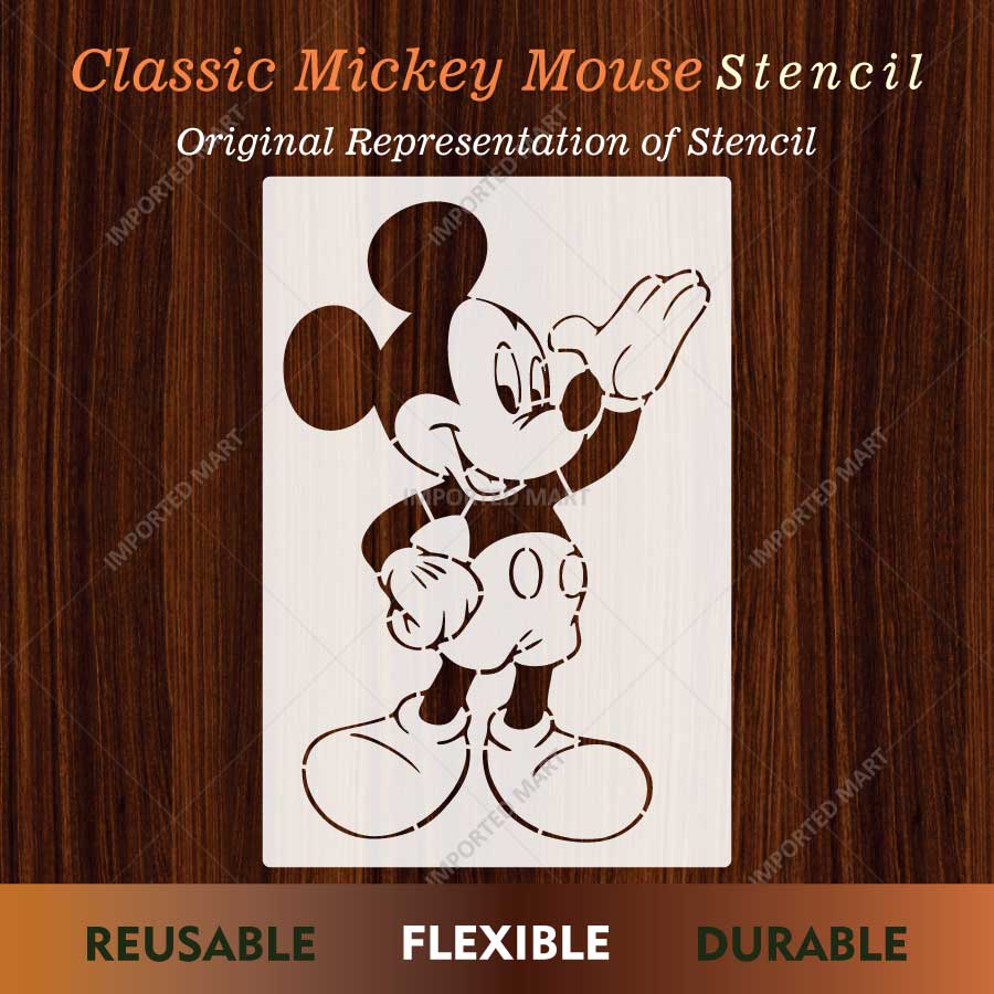 Classic Mickey Mouse Character Stencil for Wall, Wood & Kids Décor – Cartoon Mouse Design – ID# 876 - imartdecor.com