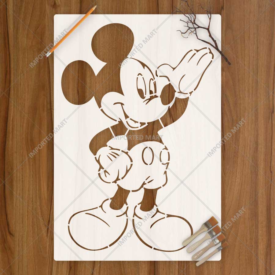 Classic Mickey Mouse Character Stencil for Wall, Wood & Kids Décor – Cartoon Mouse Design – ID# 876 - imartdecor.com