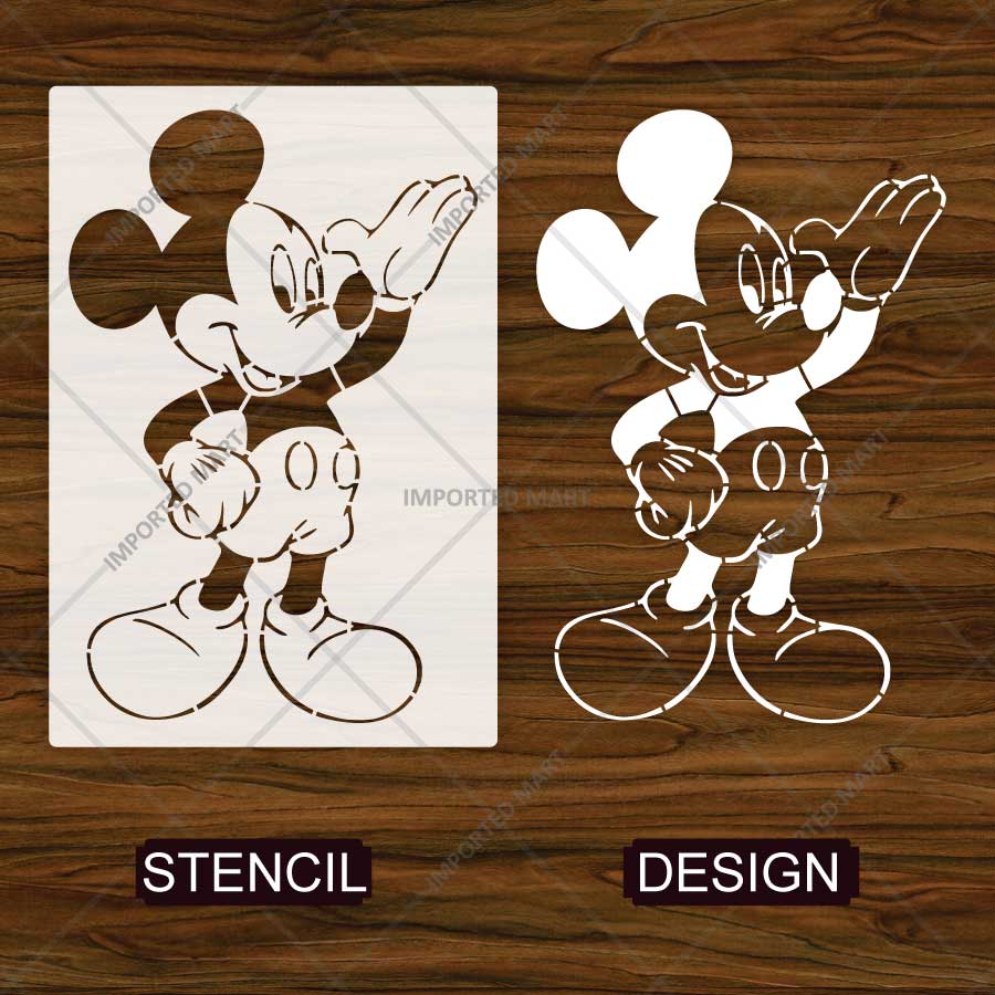 Classic Mickey Mouse Character Stencil for Wall, Wood & Kids Décor – Cartoon Mouse Design – ID# 876 - imartdecor.com