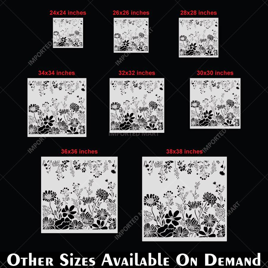 Botanical Meadow Floral Stencil for Wall, Furniture & Fabric Painting – Wildflower Garden Nature Design – ID# 878 - imartdecor.com