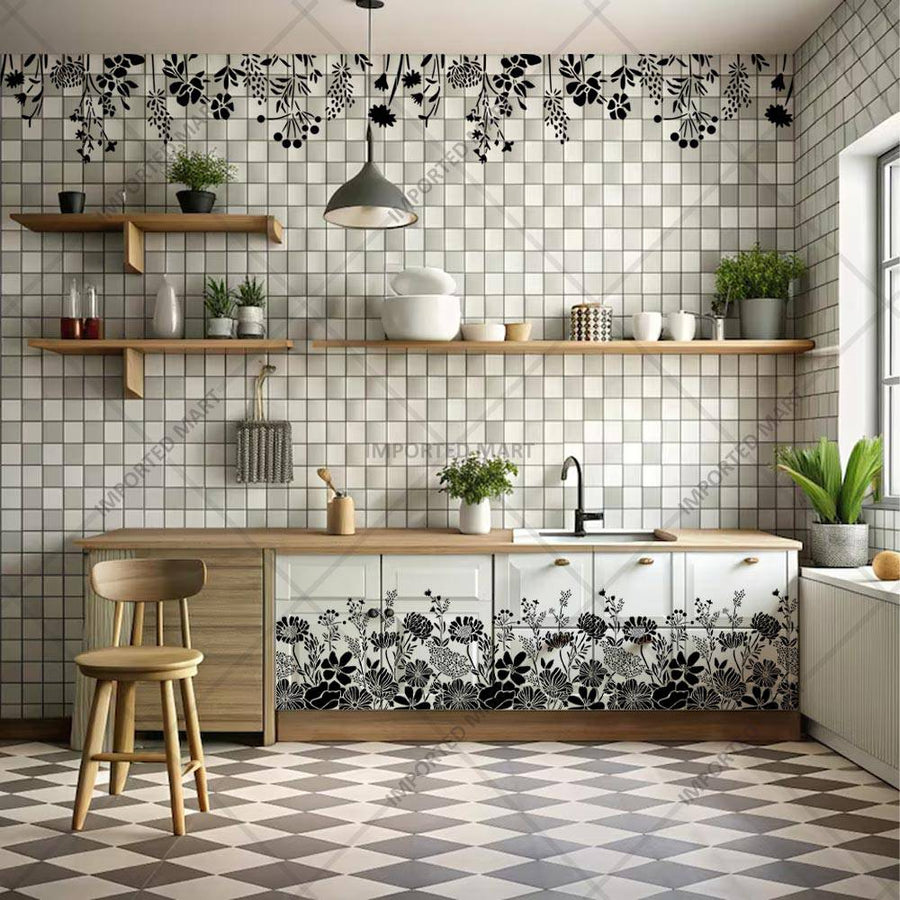 Botanical Meadow Floral Stencil for Wall, Furniture & Fabric Painting – Wildflower Garden Nature Design – ID# 878 - imartdecor.com