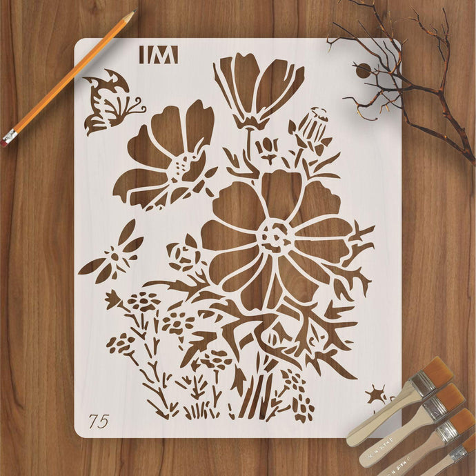 Reusable Stencil for Canvas and wall painting Floral Reusable Stencil - imartdecor.com