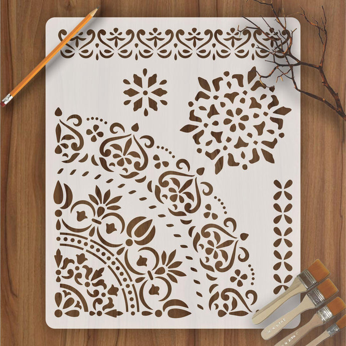 Floral Reusable Stencil lReusable Stencil for Canvas and wall painting - imartdecor.com