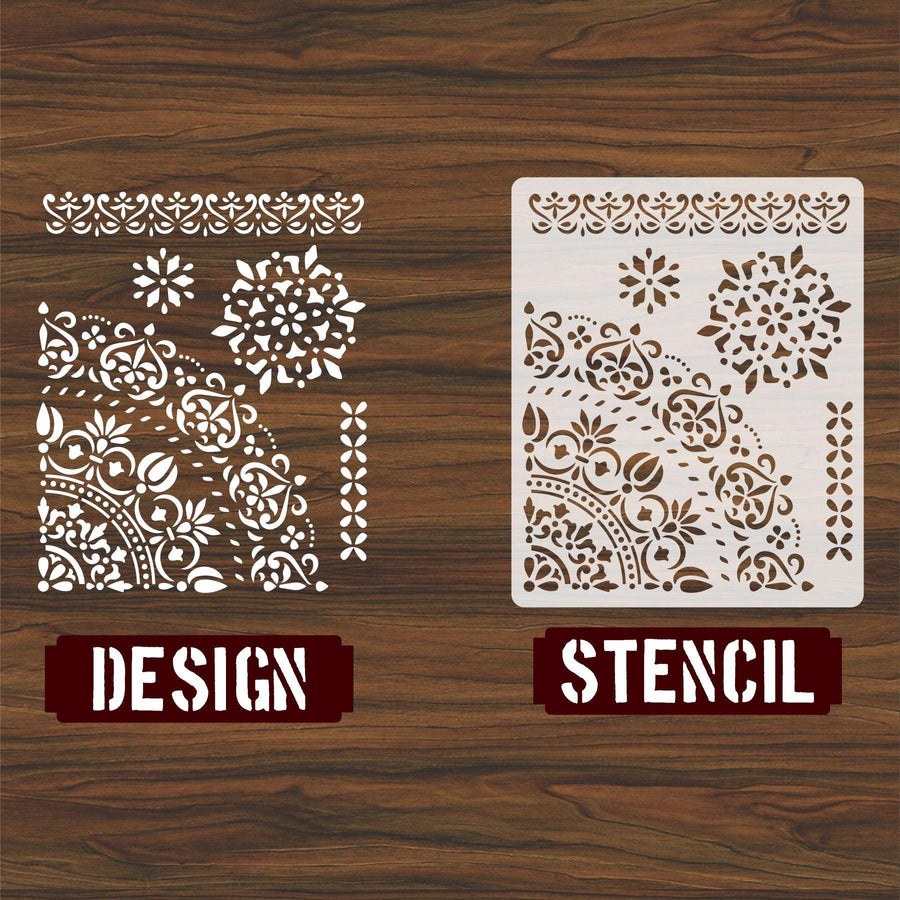 Floral Reusable Stencil lReusable Stencil for Canvas and wall painting - imartdecor.com