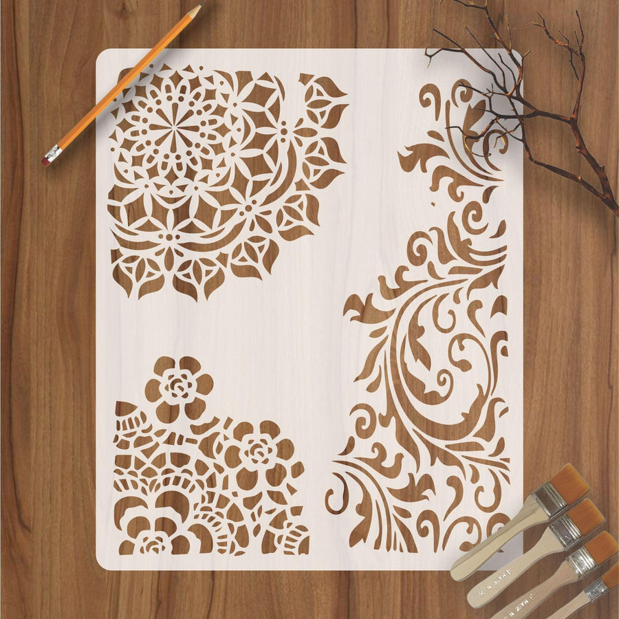 Reusable Stencil for Canvas and wall painting Floral Reusable Stencil - imartdecor.com