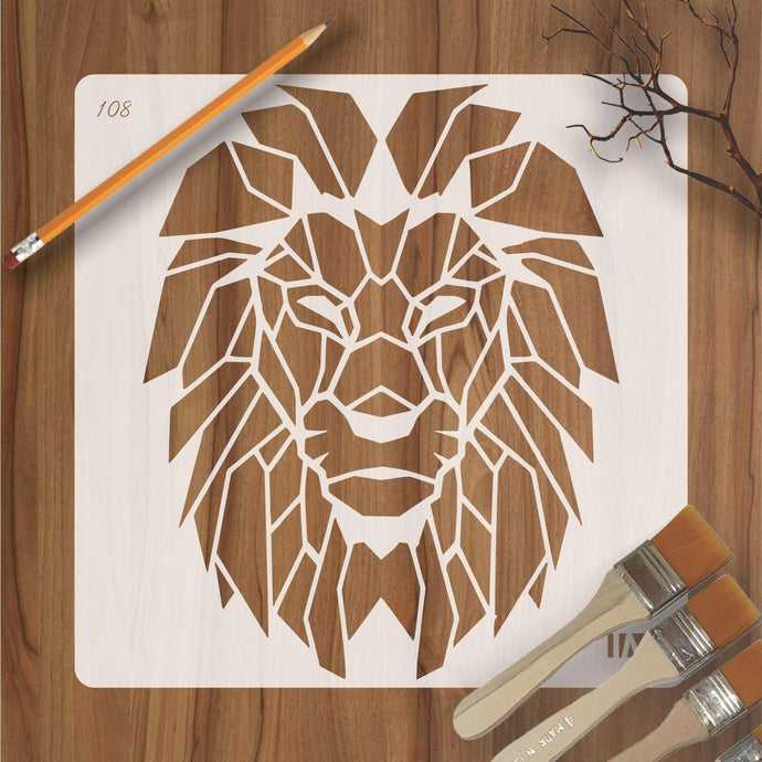 Lion Reusable Stencil for Canvas and wall painting - imartdecor.com
