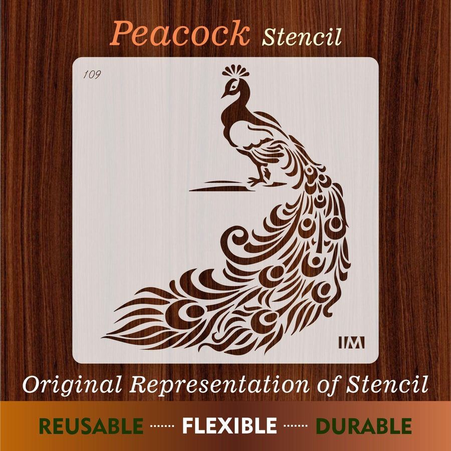 Peacock Reusable Stencil for Canvas and wall painting - imartdecor.com