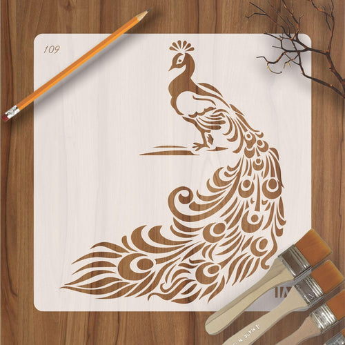 Peacock Reusable Stencil for Canvas and wall painting - imartdecor.com