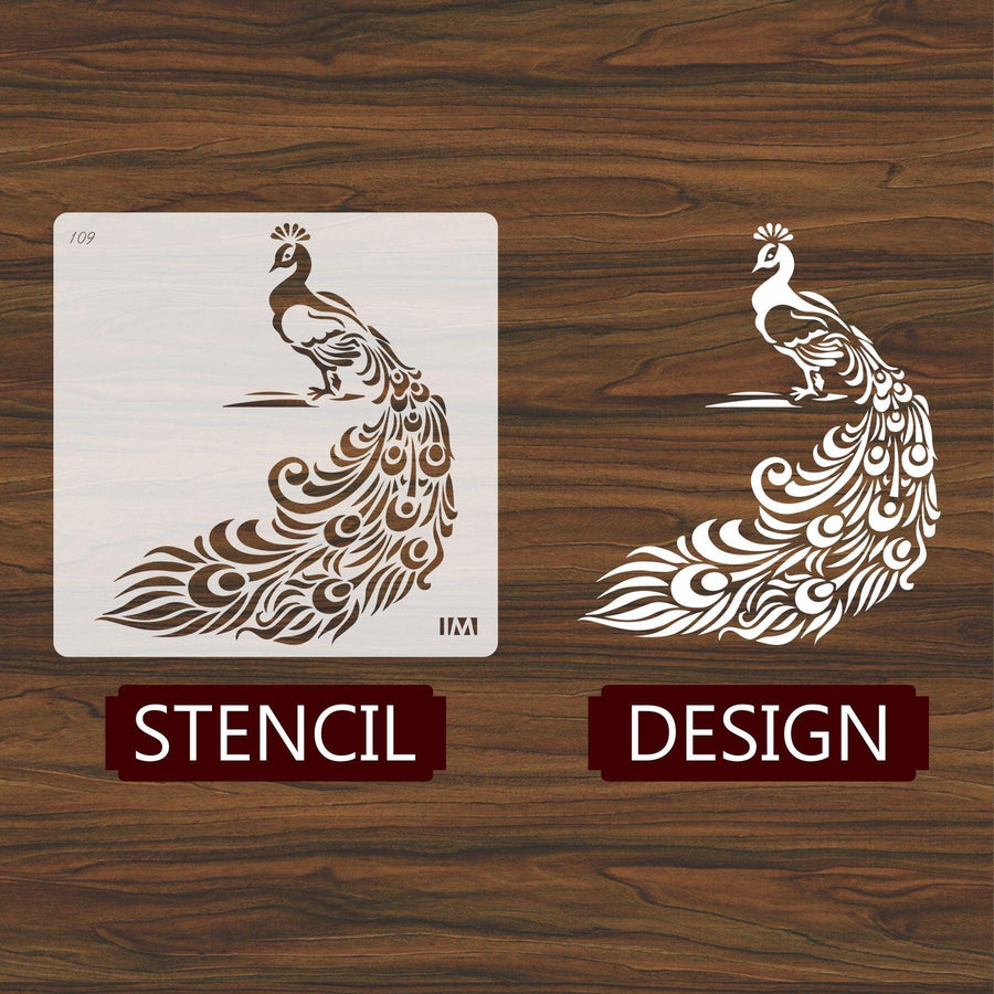 Peacock Reusable Stencil for Canvas and wall painting - imartdecor.com