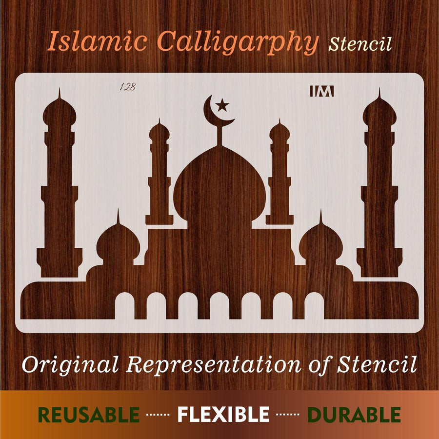Mosque Silhouette Islamic Reusable Stencil for Canvas and wall painting - imartdecor.com