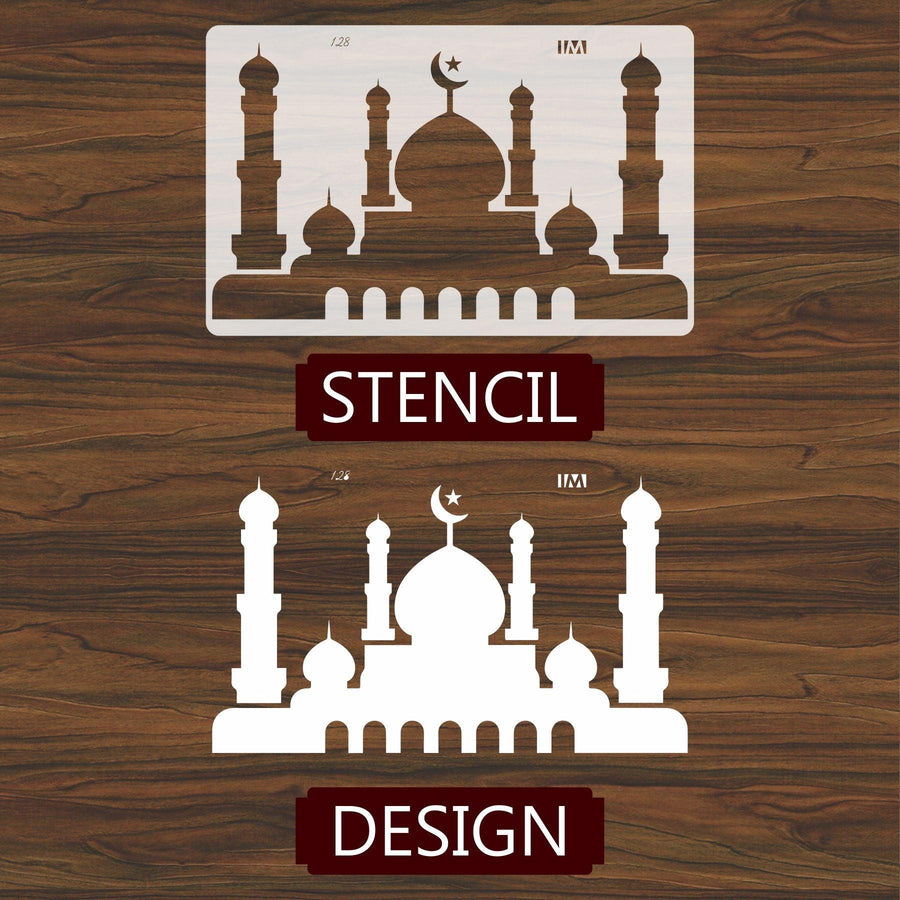 Mosque Silhouette Islamic Reusable Stencil for Canvas and wall painting - imartdecor.com