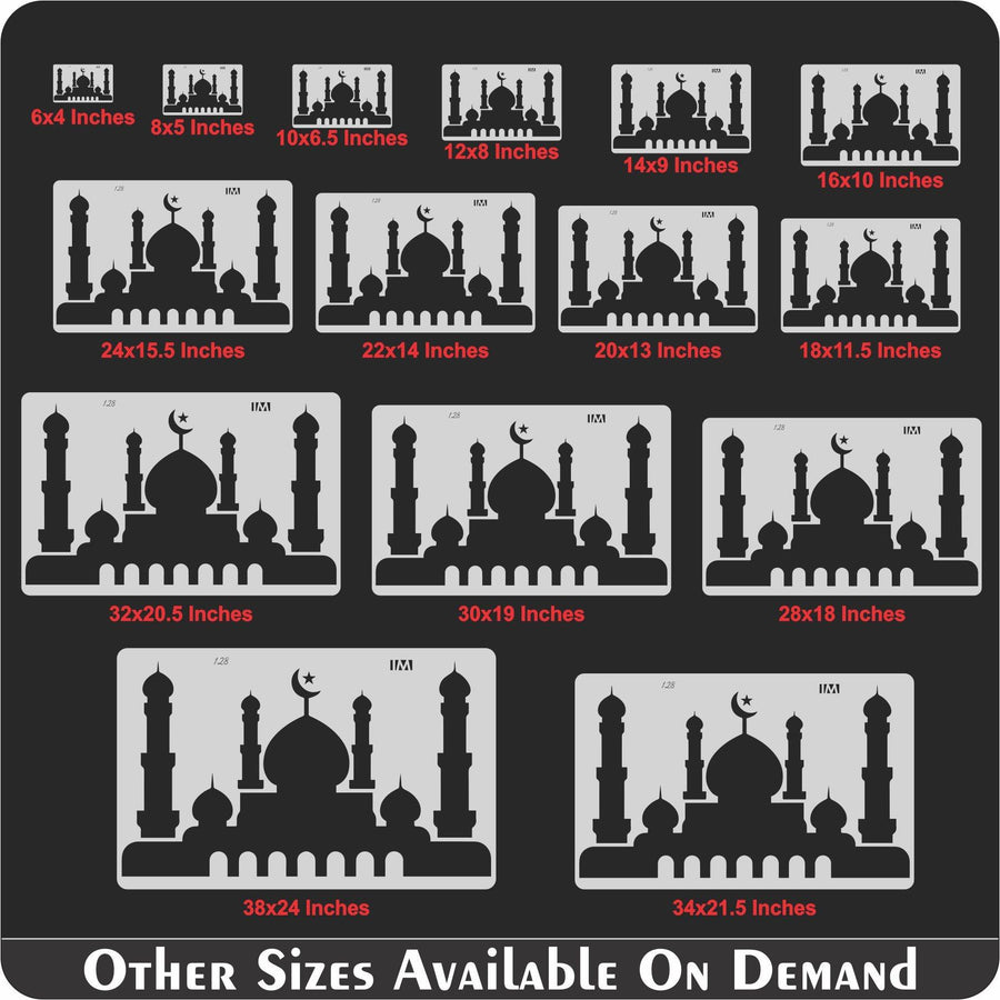 Mosque Silhouette Islamic Reusable Stencil for Canvas and wall painting - imartdecor.com