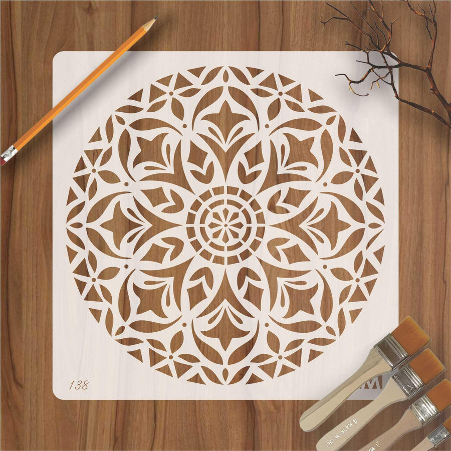 Round Floral Mandala Reusable Stencil For Canvas And Wall Painting - imartdecor.com