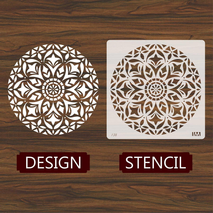 Round Floral Mandala Reusable Stencil For Canvas And Wall Painting - imartdecor.com