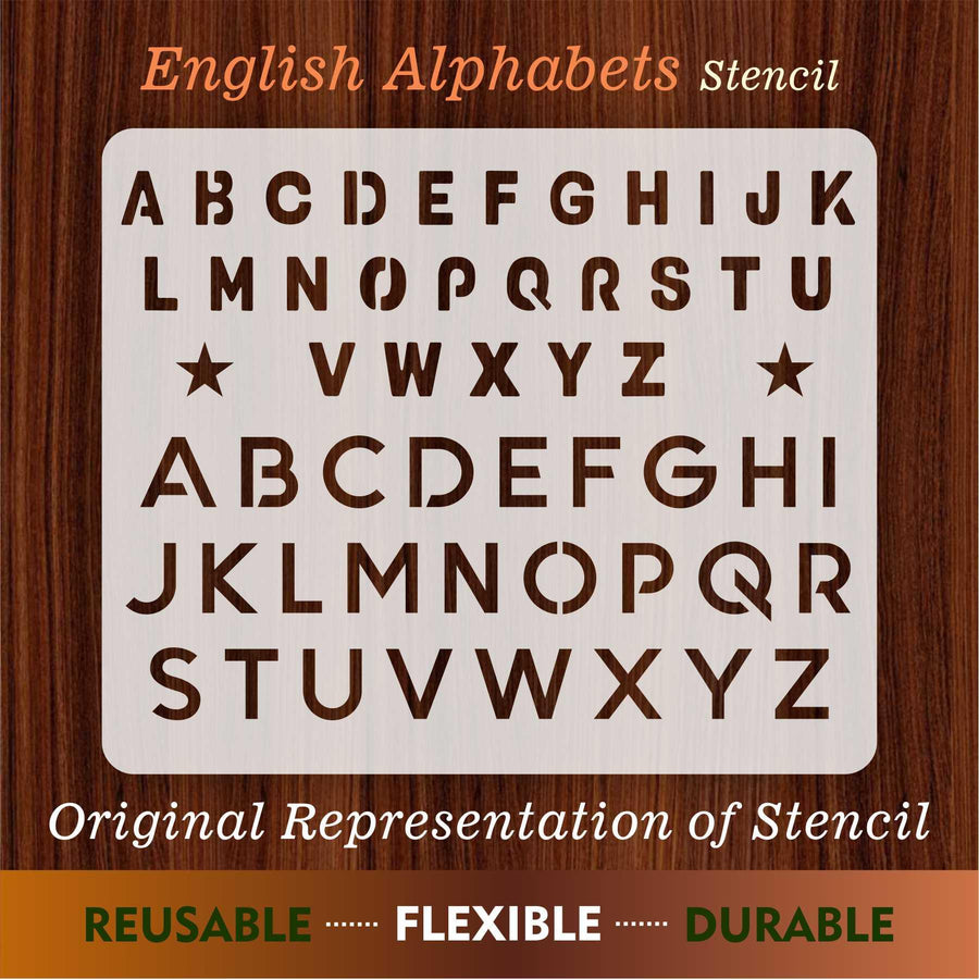 English Alphabets Reusable Stencil For Canvas And Wall Painting - imartdecor.com