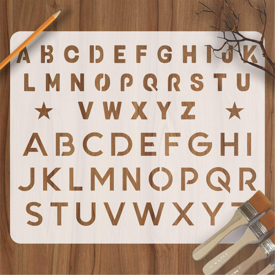 English Alphabets Reusable Stencil For Canvas And Wall Painting - imartdecor.com