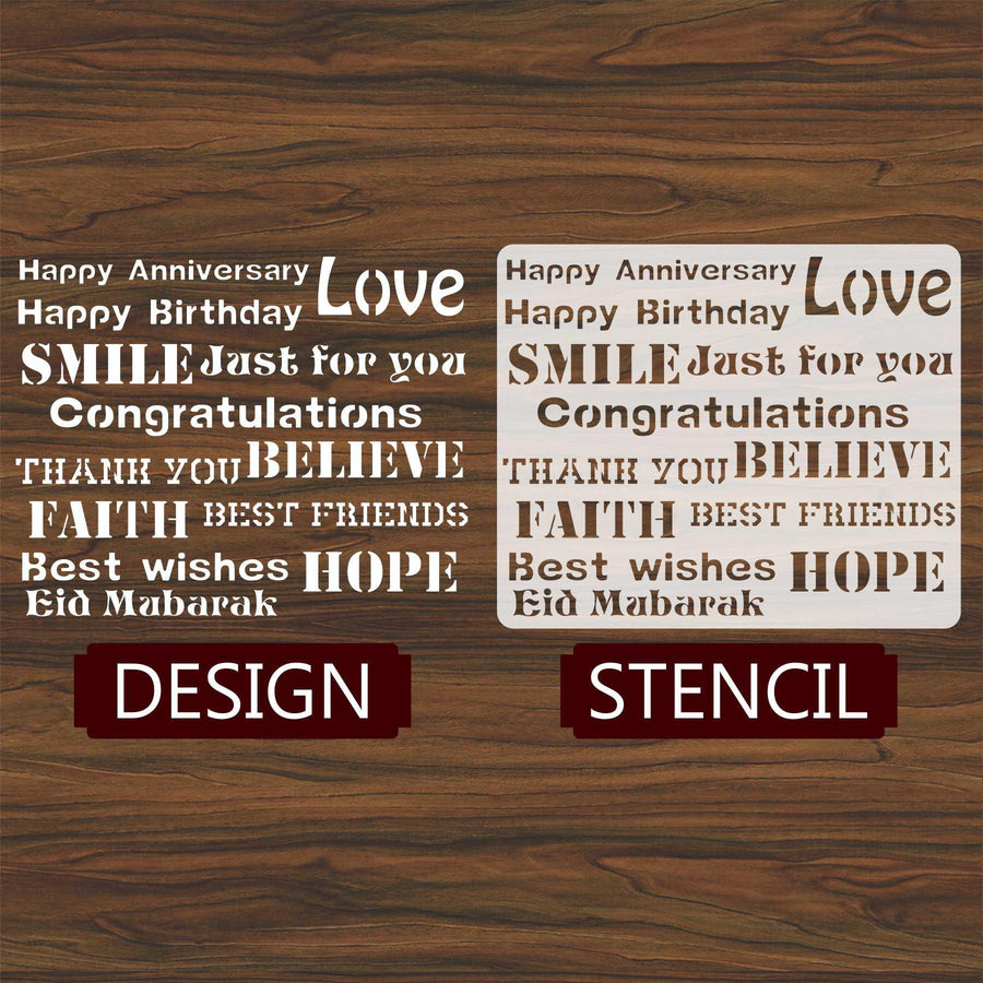 Mixx Wishes Words Reusable Stencil For Canvas And Wall Painting - imartdecor.com