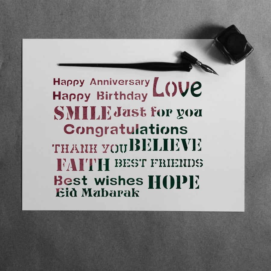 Mixx Wishes Words Reusable Stencil For Canvas And Wall Painting - imartdecor.com