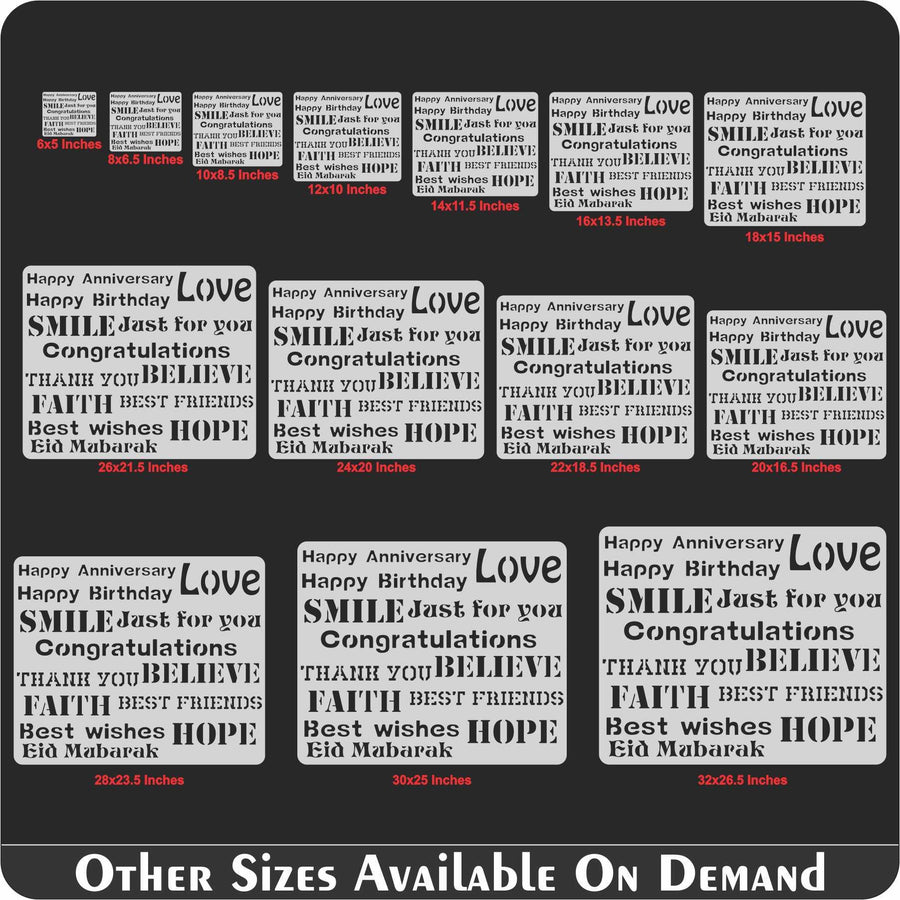 Mixx Wishes Words Reusable Stencil For Canvas And Wall Painting - imartdecor.com
