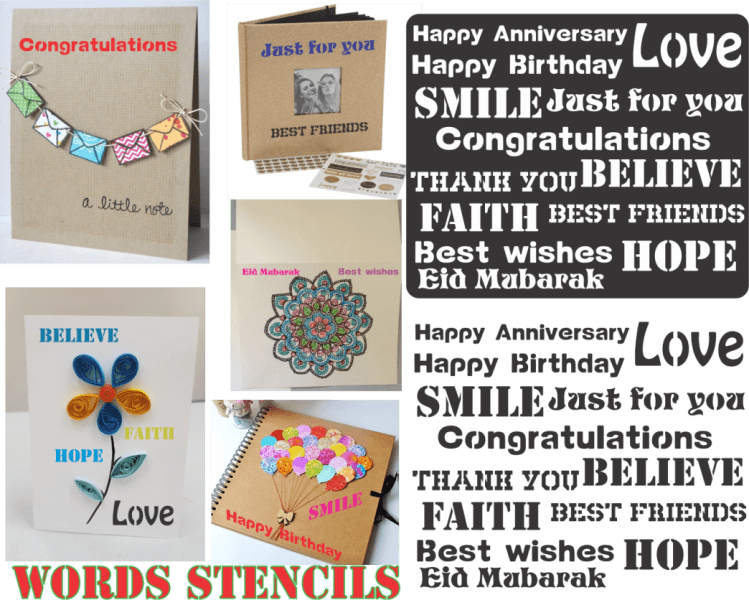 Mixx Wishes Words Reusable Stencil For Canvas And Wall Painting - imartdecor.com
