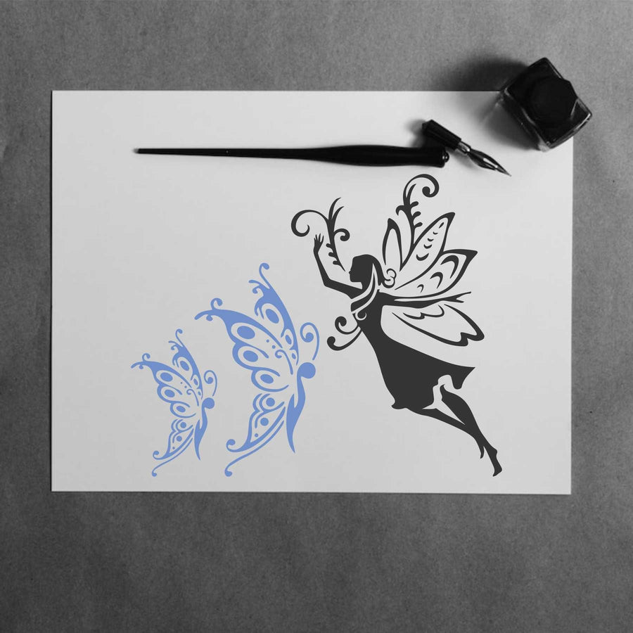 Easy Fairy & Butterfly Reusable Stencil For Canvas And Wall Painting - imartdecor.com
