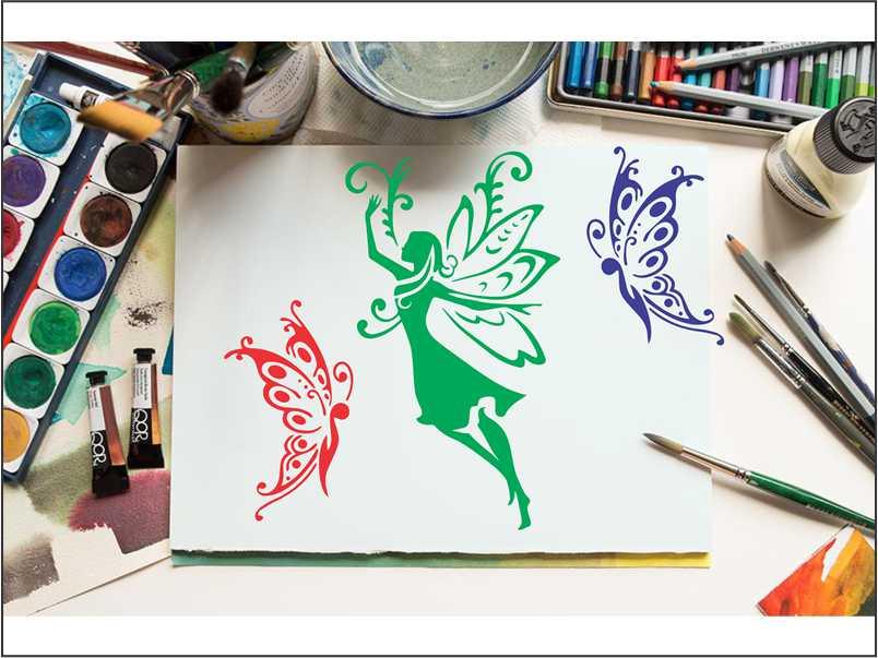 Easy Fairy & Butterfly Reusable Stencil For Canvas And Wall Painting - imartdecor.com