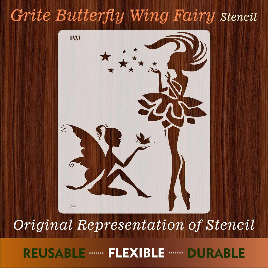 Grite Butterfly Wing Fairy Reusable Stencil For Canvas And Wall Painting - imartdecor.com