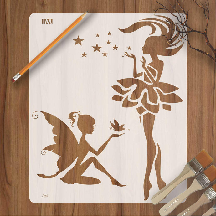 Grite Butterfly Wing Fairy Reusable Stencil For Canvas And Wall Painting - imartdecor.com