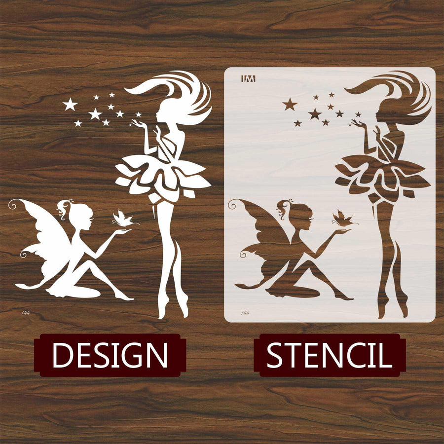 Grite Butterfly Wing Fairy Reusable Stencil For Canvas And Wall Painting - imartdecor.com