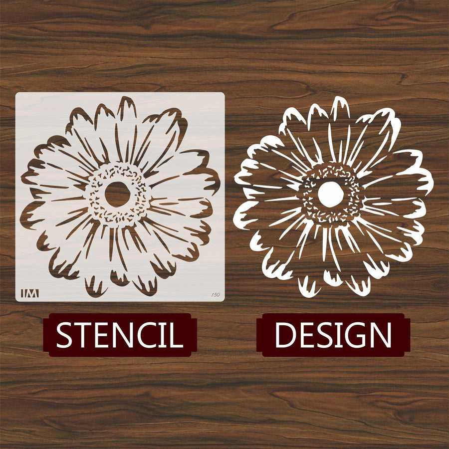 Gerbera Daisy Flowers Reusable Stencil For Canvas And Wall Painting - imartdecor.com