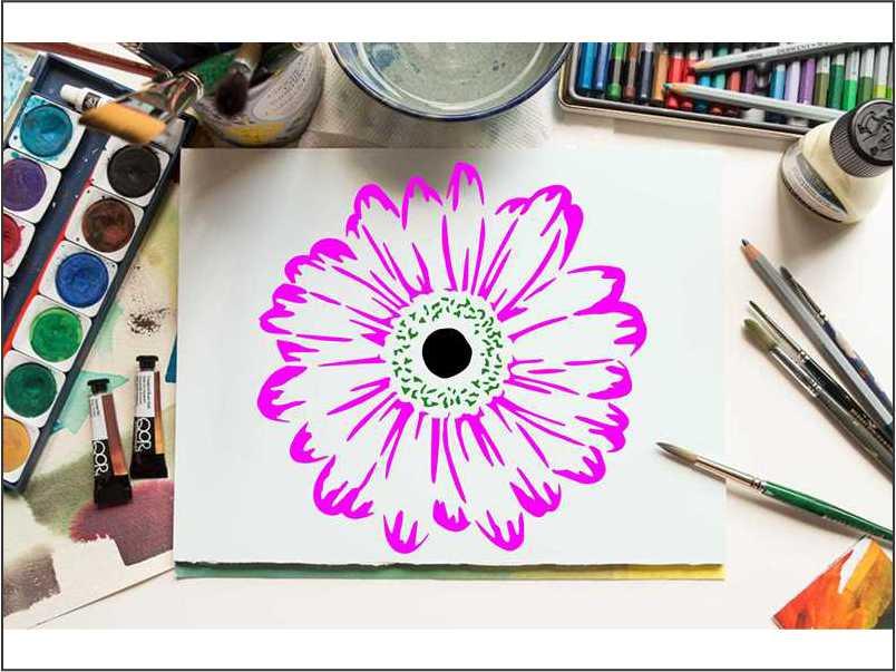 Gerbera Daisy Flowers Reusable Stencil For Canvas And Wall Painting - imartdecor.com