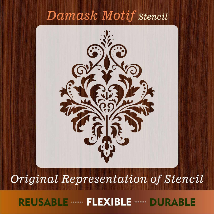Damask Motif Reusable Stencil for Canvas and wall painting - imartdecor.com