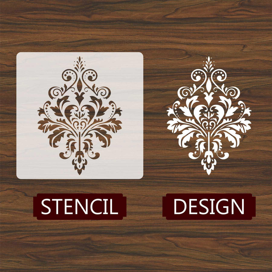 Damask Motif Reusable Stencil for Canvas and wall painting - imartdecor.com