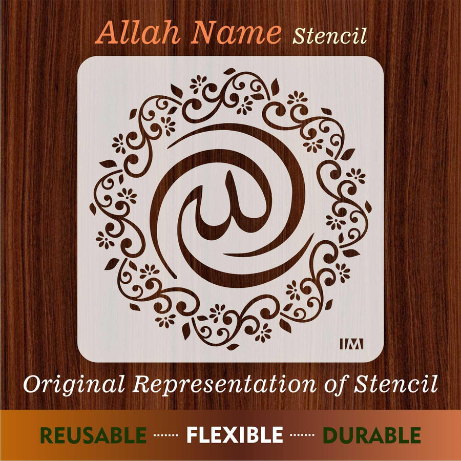 Allah Calligraphy Islamic Reusable Stencil for Canvas and wall painting - imartdecor.com