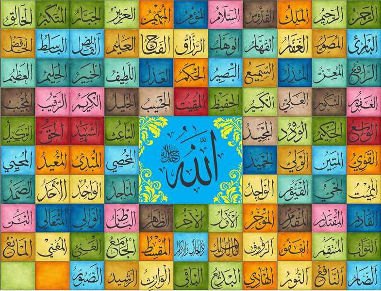 Asma Ul Husna Calligraphy Islamic Reusable Stencil for Canvas and wall painting - imartdecor.com