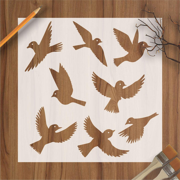 Flying Birds Reusable Stencil For Canvas And Wall Painting - imartdecor.com