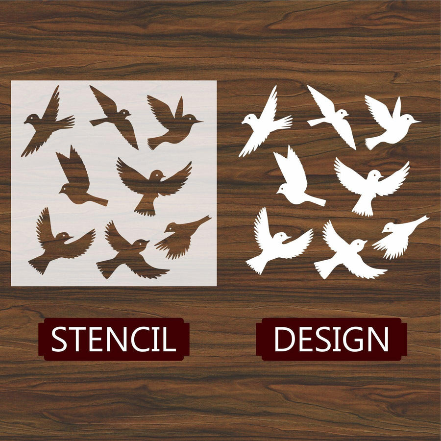 Flying Birds Reusable Stencil For Canvas And Wall Painting - imartdecor.com