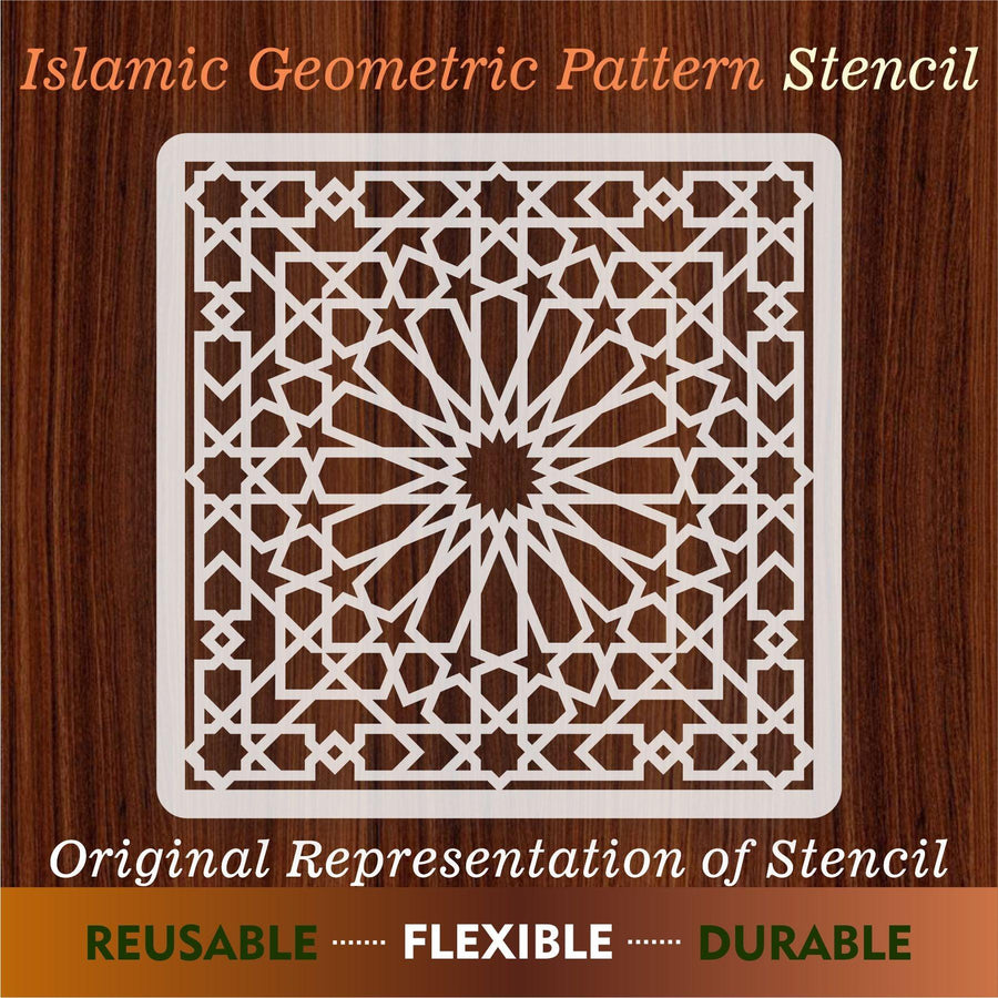 Islamic Geometric Pattern Reusable Stencil For Canvas And Wall Painting - imartdecor.com
