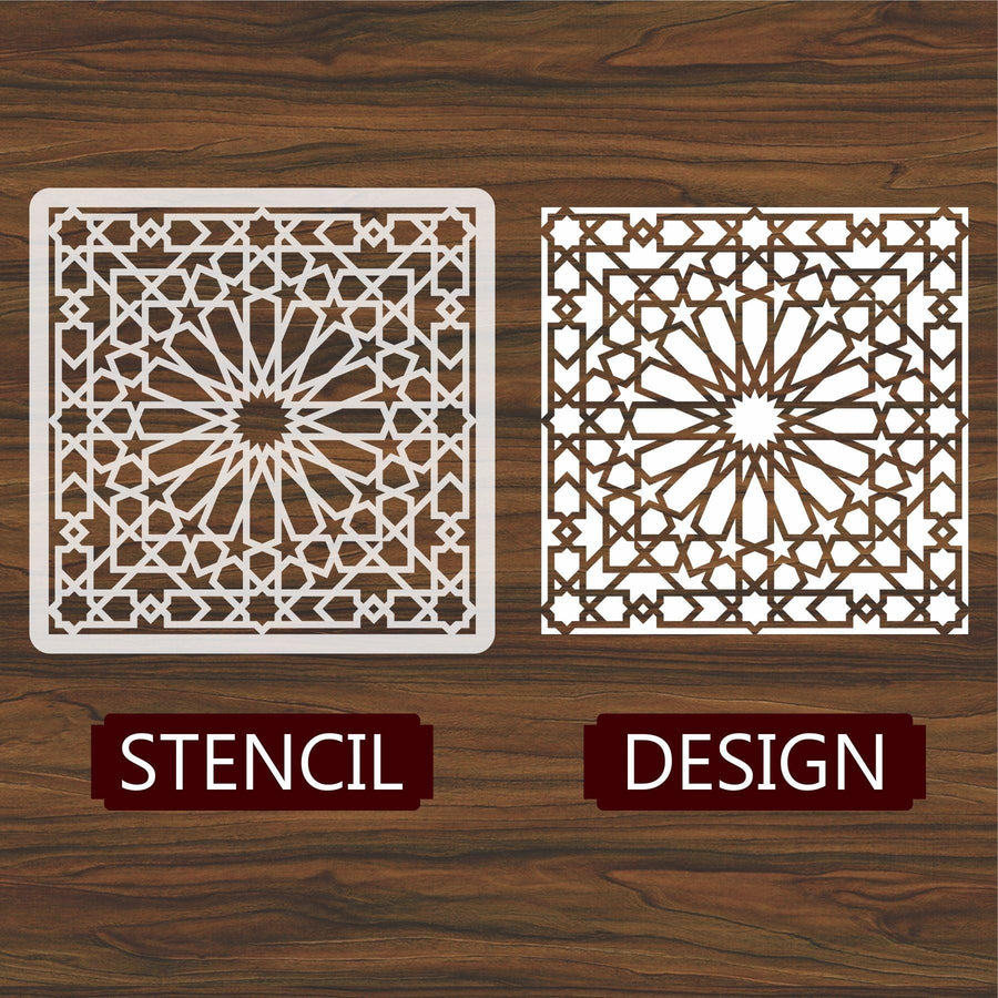 Islamic Geometric Pattern Reusable Stencil For Canvas And Wall Painting - imartdecor.com