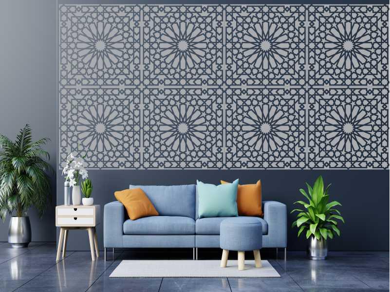 Islamic Geometric Pattern Reusable Stencil For Canvas And Wall Painting - imartdecor.com