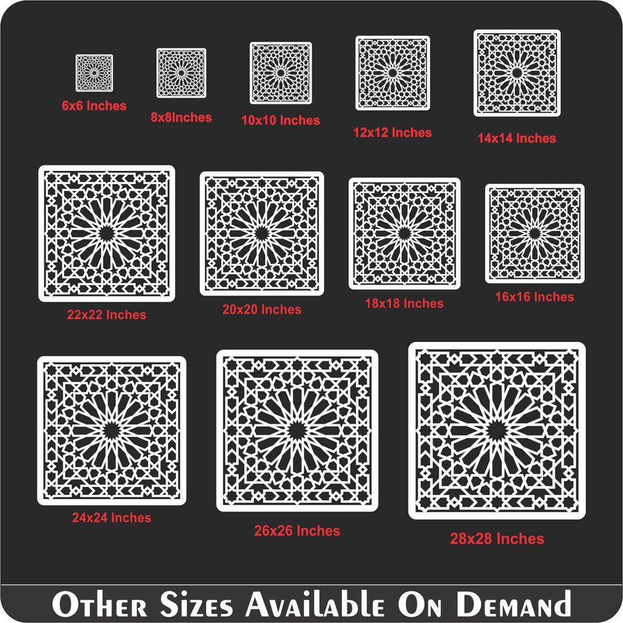 Islamic Geometric Pattern Reusable Stencil For Canvas And Wall Painting - imartdecor.com
