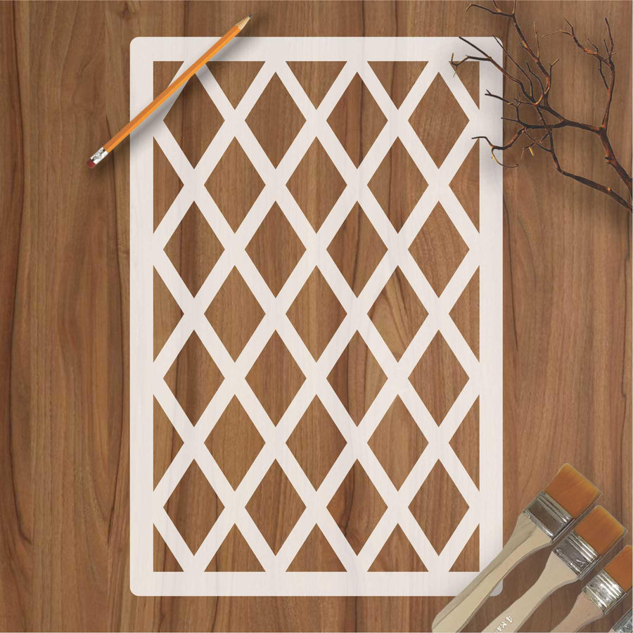 Diamond Pattern Moroccan Fabric Reusable Stencil For Canvas And Wall Painting - imartdecor.com