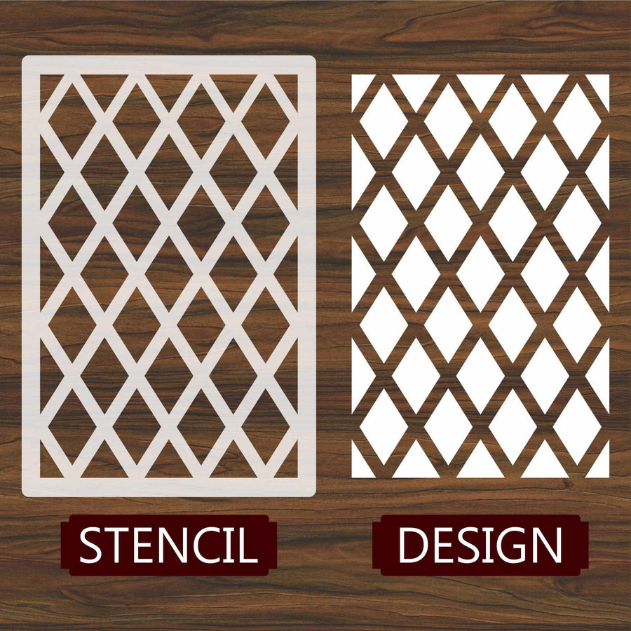 Diamond Pattern Moroccan Fabric Reusable Stencil For Canvas And Wall Painting - imartdecor.com