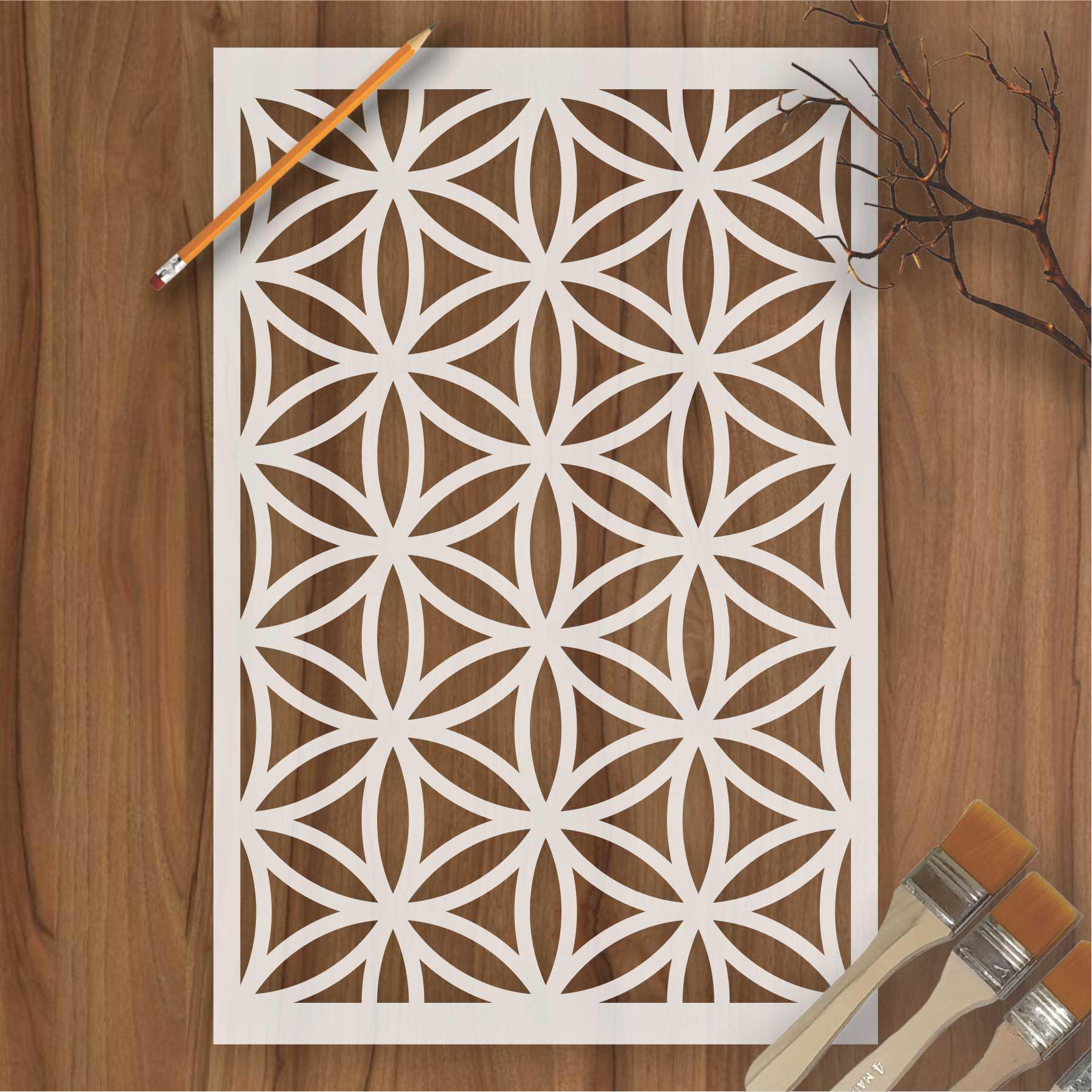 Flower of Life Pattern Moroccan Fabric Reusable Stencil For Canvas And ...